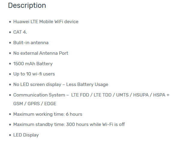 HUAWEI E5573 Mobile WiFi 3G / 4G (LTE) Wireless Hotspot Modem Router - USES SIM CARD